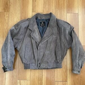 Byrnes & Baker Womens Suede Leather Jacket Snake Skin Made In Korea Medium